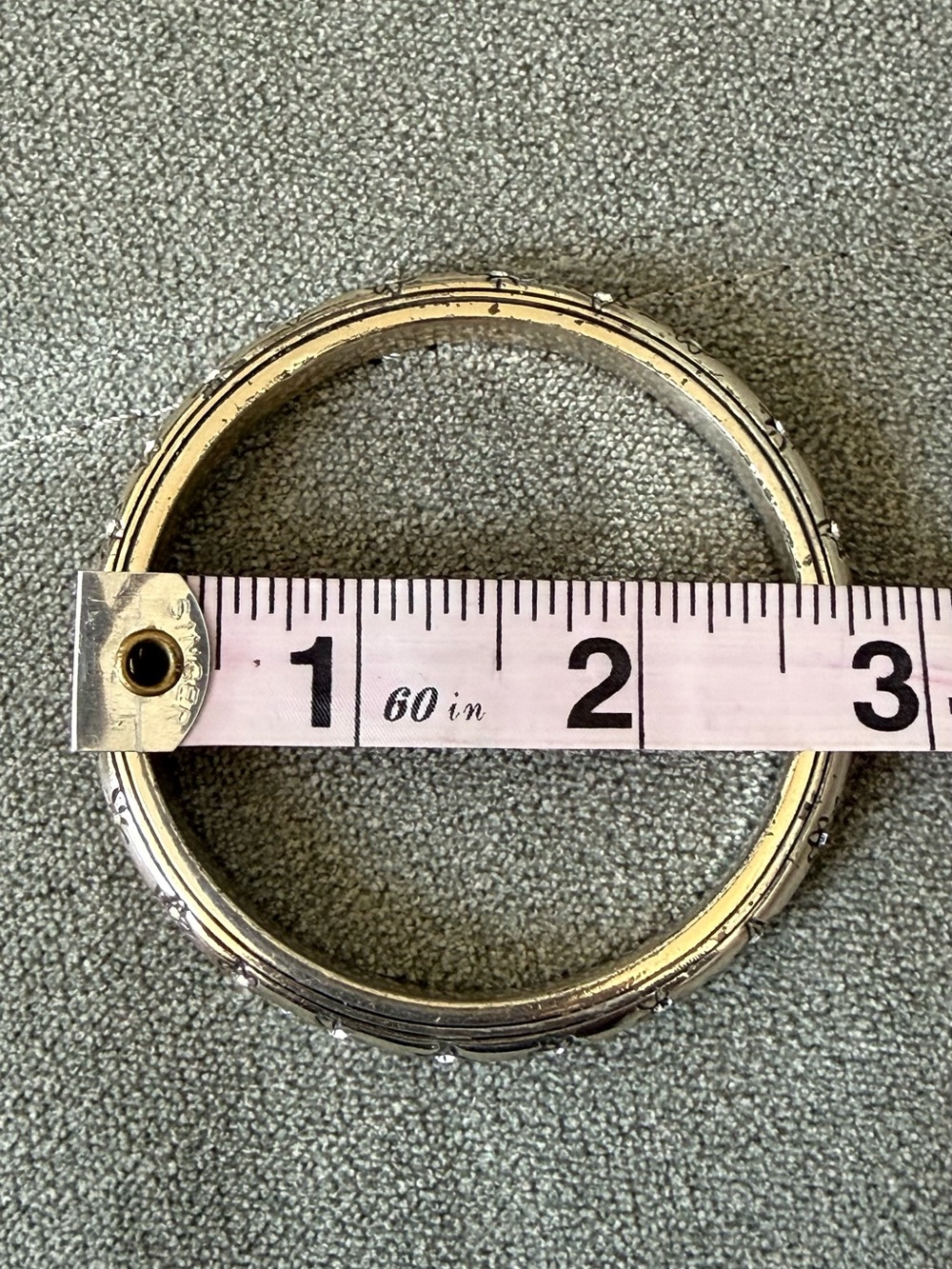 Brighton Silver Floral Rhinestone Bangle Bracelet- Magnetic Closure - Picture 7 of 7